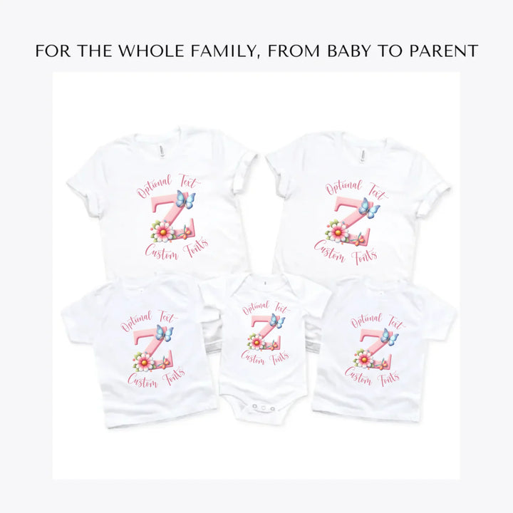 Flowers-and-Butterflies-Letter-Initial-custom-t-shirts-adult-youth-toddler-baby-sizes-artfulane