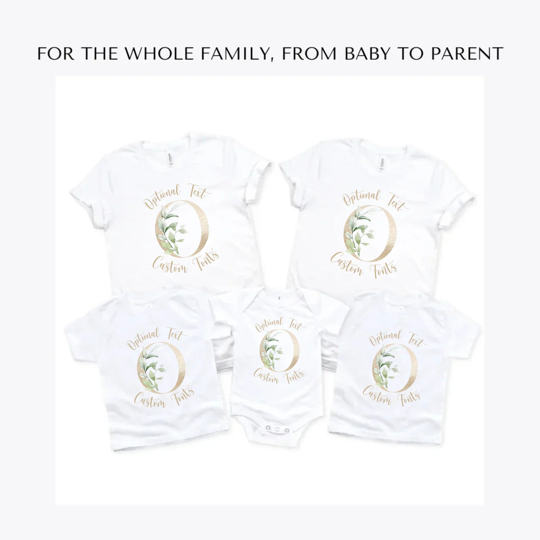 Elegant-Leaves-Letter-Initial-custom-t-shirts-adult-youth-toddler-baby-sizes-artfulane