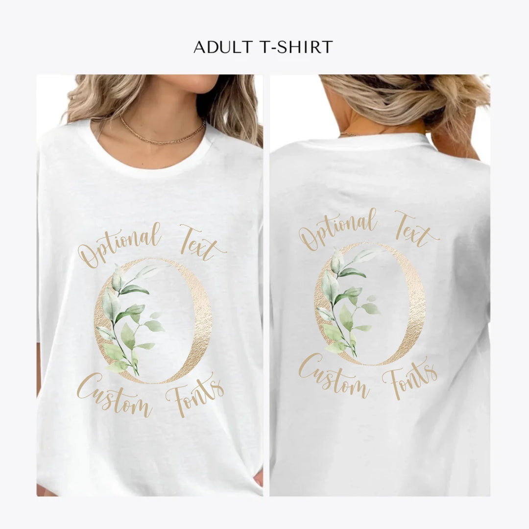Elegant-Leaves-Letter-Initial-personalized-women-unisex-adult-t-shirt-artfulane