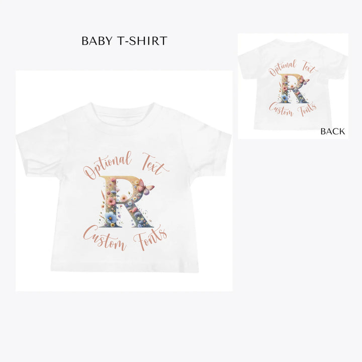 Watercolor-Wildflower-Letter-Initial-custom-baby-t-shirt-artfulane