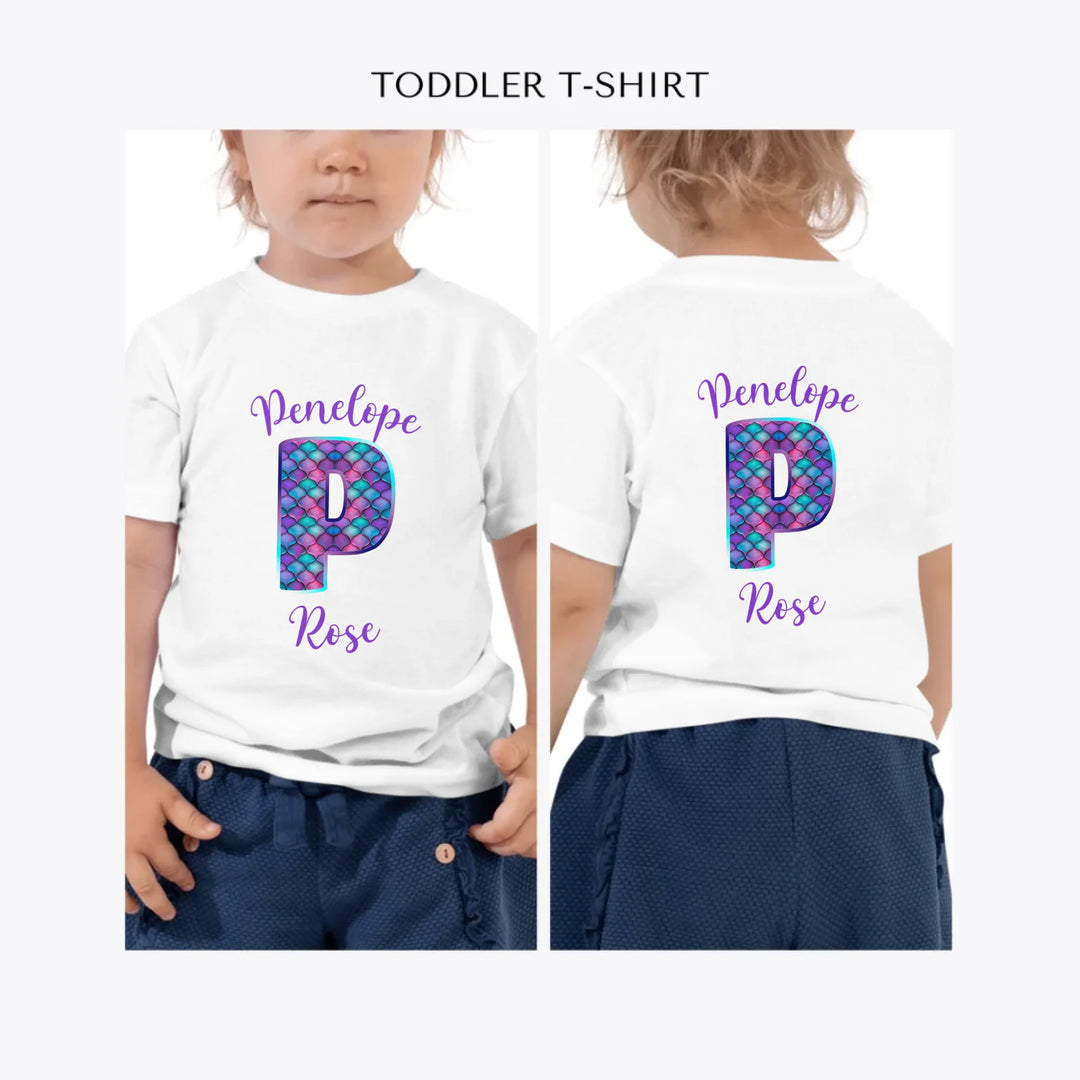 Mermaid-Initial-custom-toddler-t-shirt-artfulane