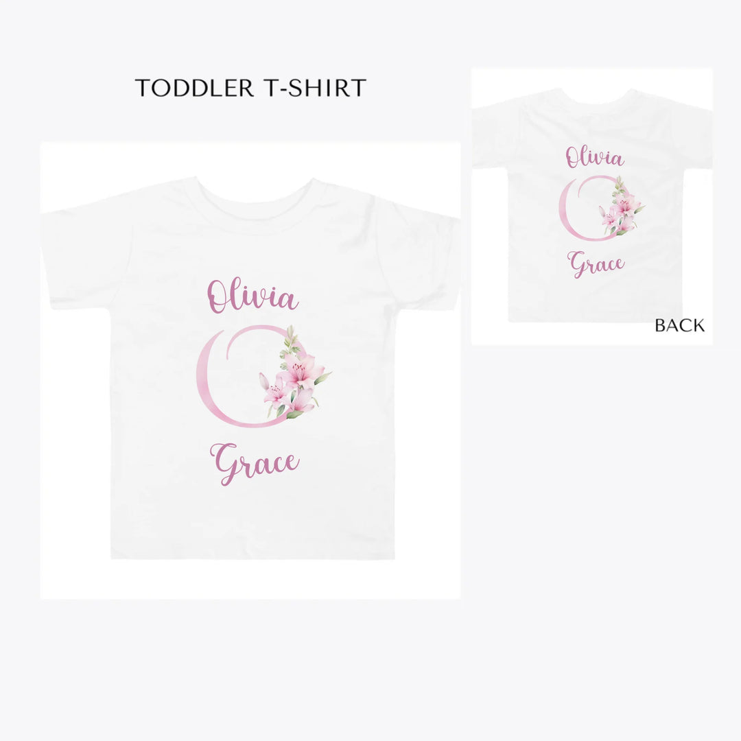 Pink-Lily-Initial-toddler-custom-t-shirt-artfulane