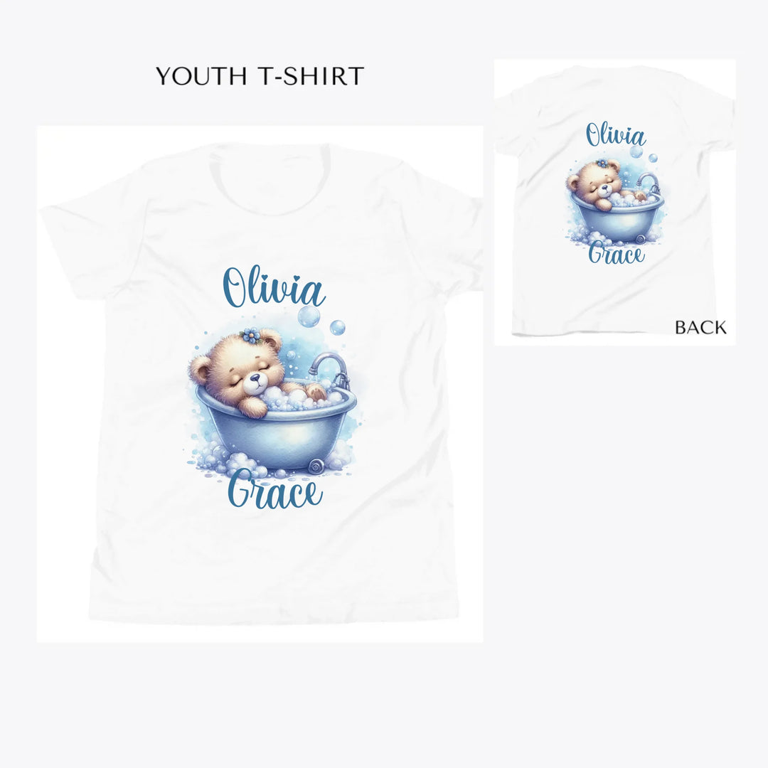 Watercolor-Teddy-Bear-in-Bathtub-custom-youth-t-shirt-artfulane