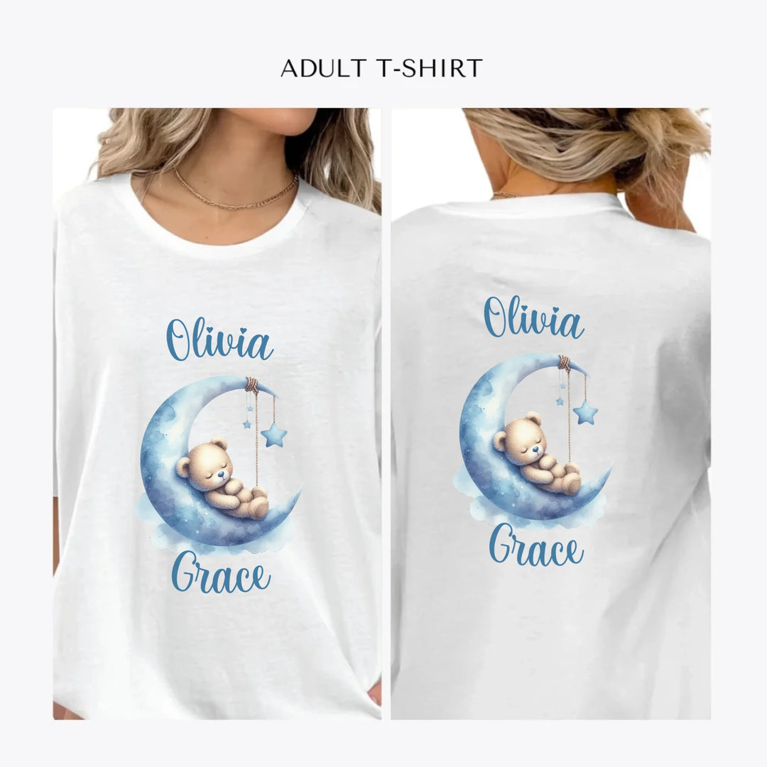 Watercolor-Teddy-Bear-Sleeping-on-Moon-personalized-women-unisex-adult-t-shirt-artfulane