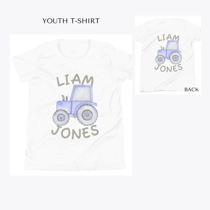 Watercolor-Blue-Construction-Trucks-custom-youth-t-shirt-artfulane