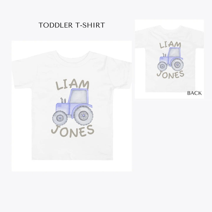 Watercolor-Blue-Construction-Trucks-toddler-custom-t-shirt-artfulane