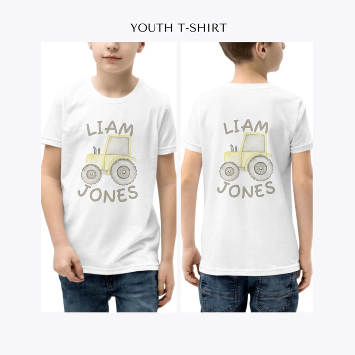 Watercolor-Yellow-Construction-Trucks-custom-youth-boy-t-shirt-artfulane