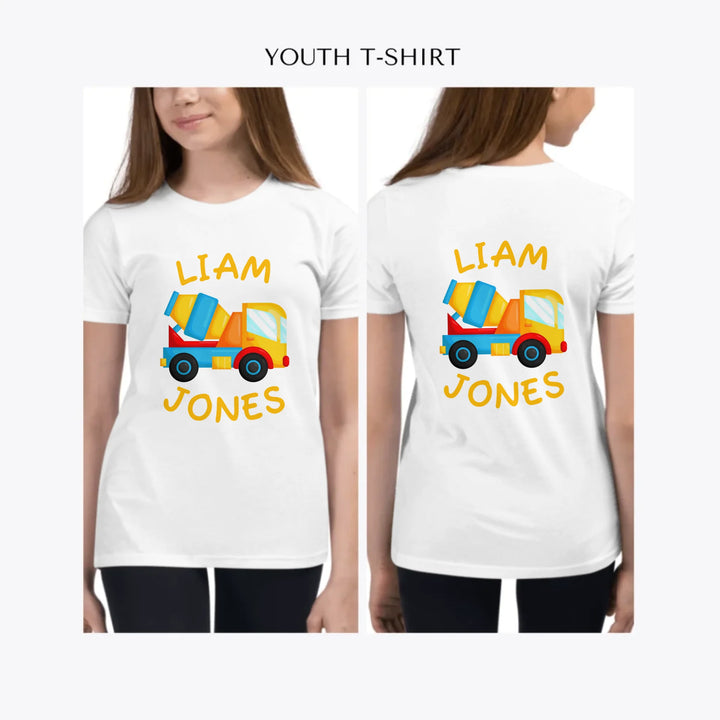 Construction-Trucks-custom-youth-girl-t-shirt-artfulane