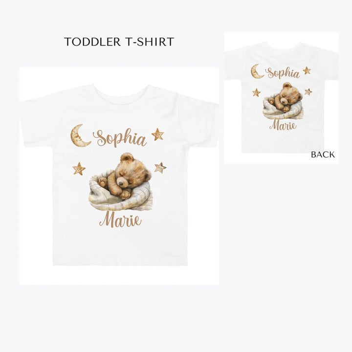 Brown-Teddy-Bear-Sleeping-on-Blanket-toddler-custom-t-shirt-artfulane