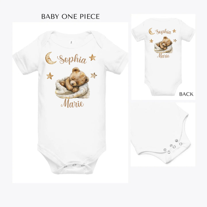 Brown-Teddy-Bear-Sleeping-on-Blanket-custom-baby-onesie-artfulane