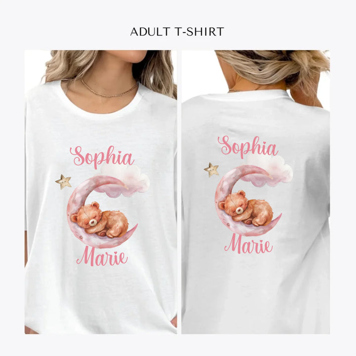 Watercolor-Teddy-Bear-Sleeping-on-Pink-Moon-personalized-women-unisex-adult-t-shirt-artfulane