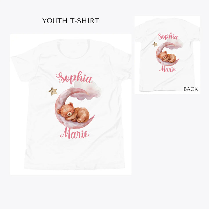 Watercolor-Teddy-Bear-Sleeping-on-Pink-Moon-custom-youth-t-shirt-artfulane