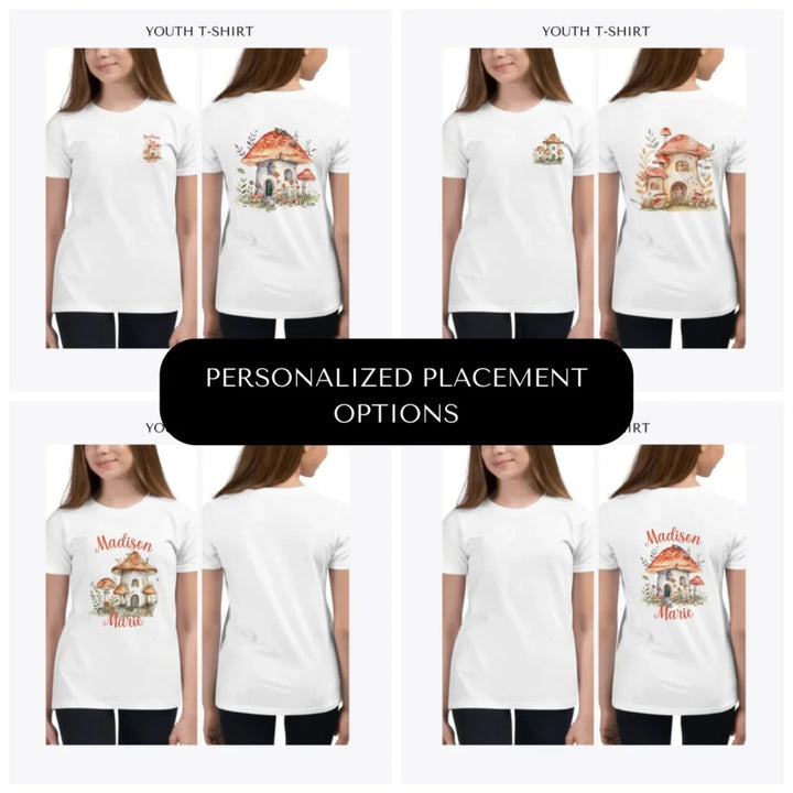 watercolor-woodland-mushroom-homes-custom-youth-t-shirt-design-placement-front-back-pocket-artfulane