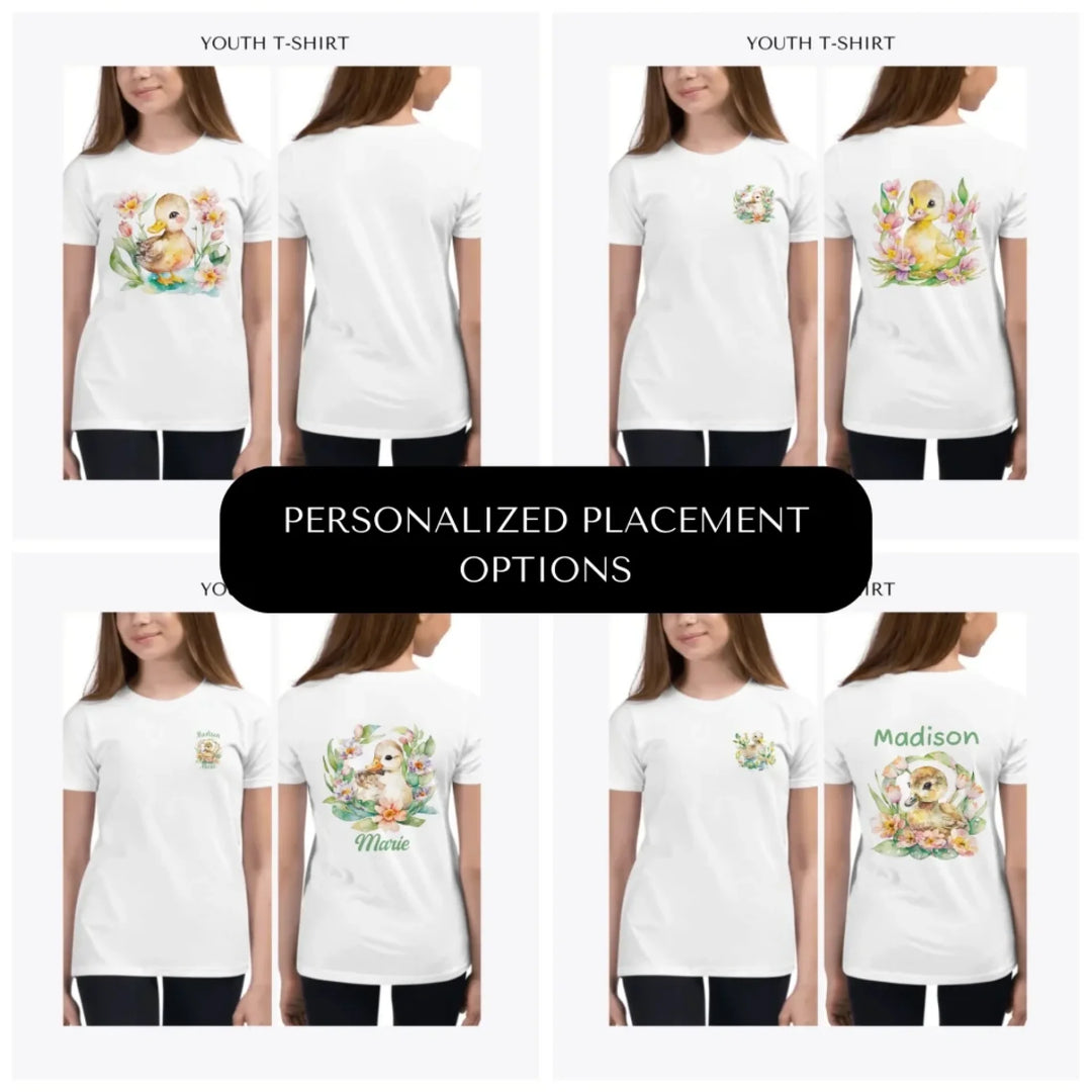 watercolor-spring-ducks-custom-youth-t-shirt-design-placement-front-back-pocket-artfulane