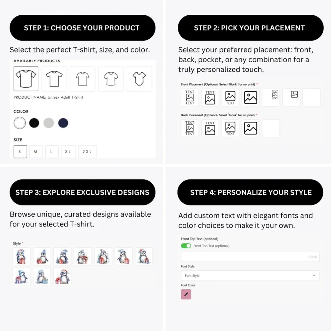 how-to-design-custom-christmas-penguins-t-shirt-personalization-options-artfulane