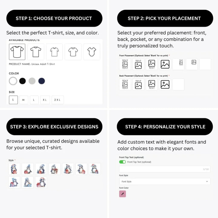 how-to-design-custom-christmas-penguins-t-shirt-personalization-options-artfulane