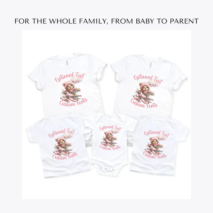 Watercolor-Teddy-Bear-Flying-Airplane-custom-t-shirts-adult-youth-toddler-baby-sizes-artfulane