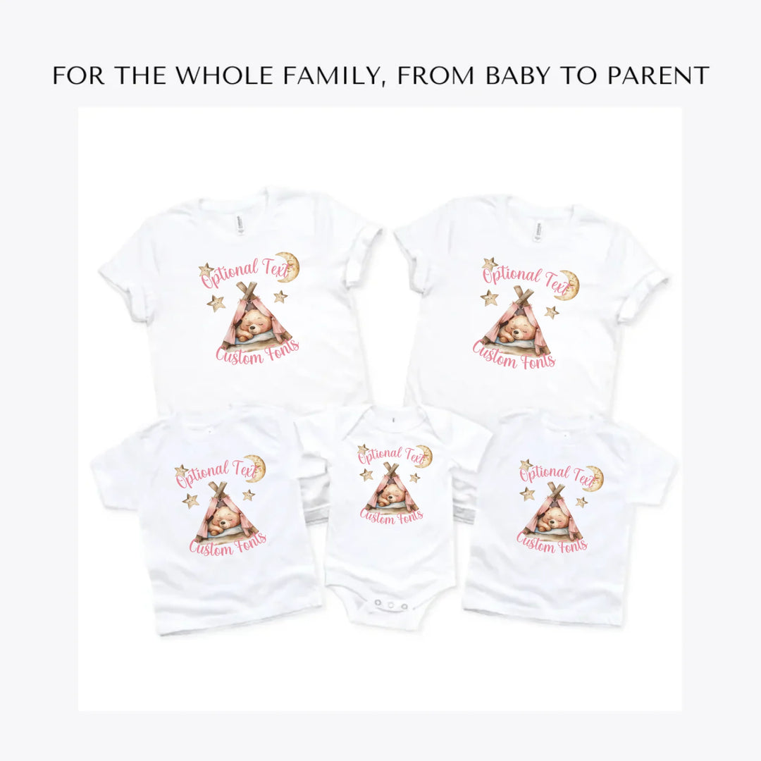 Teddy-Bear-Sleeping-in-Tent-custom-t-shirts-adult-youth-toddler-baby-sizes-artfulane