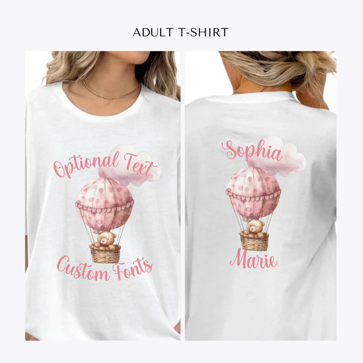 Teddy-Bear-Hot-Air-Balloon-personalized-women-unisex-adult-t-shirt-artfulane