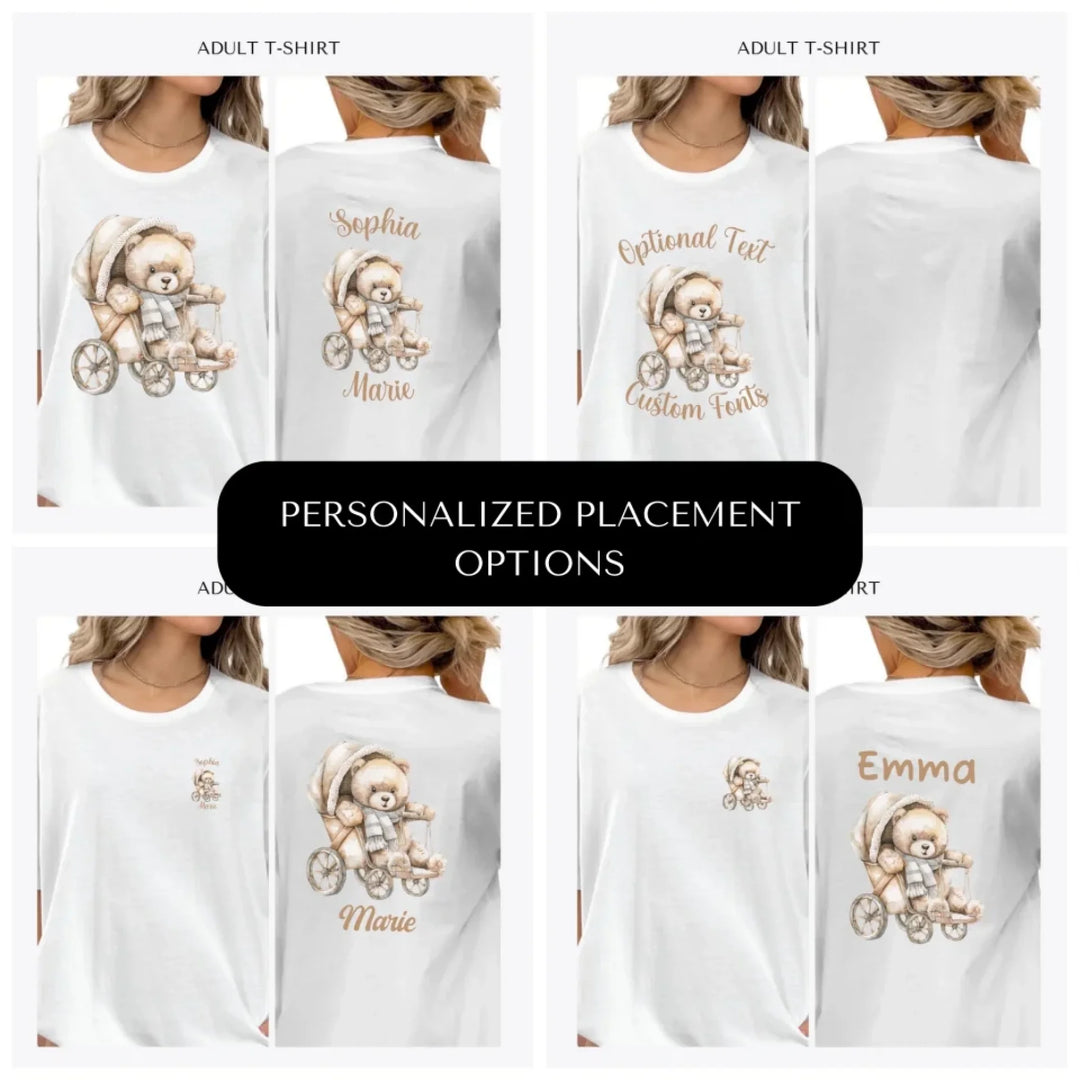 Teddy-Bear-in-Stroller-custom-adult-t-shirt-design-placement-front-back-pocket-artfulane