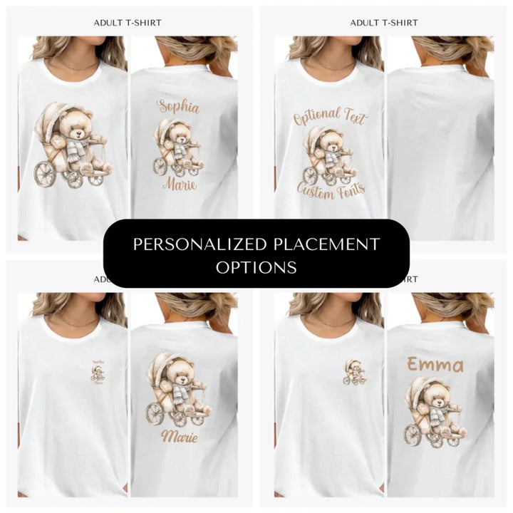 Teddy-Bear-in-Stroller-custom-adult-t-shirt-design-placement-front-back-pocket-artfulane