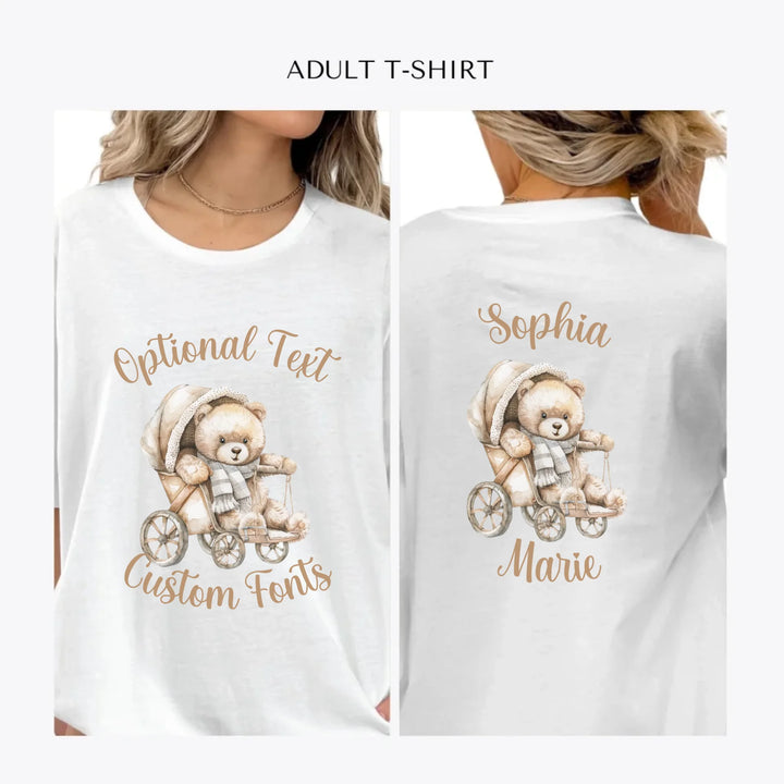 Teddy-Bear-in-Stroller-personalized-women-unisex-adult-t-shirt-artfulane