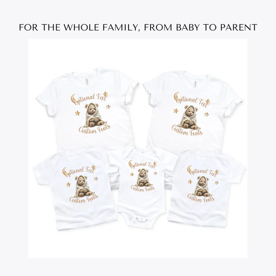 Teddy-Bear-Wrapped-in-Blanket-custom-t-shirts-adult-youth-toddler-baby-sizes-artfulane