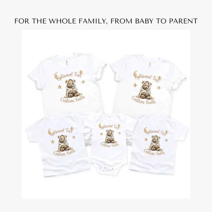 Teddy-Bear-Wrapped-in-Blanket-custom-t-shirts-adult-youth-toddler-baby-sizes-artfulane