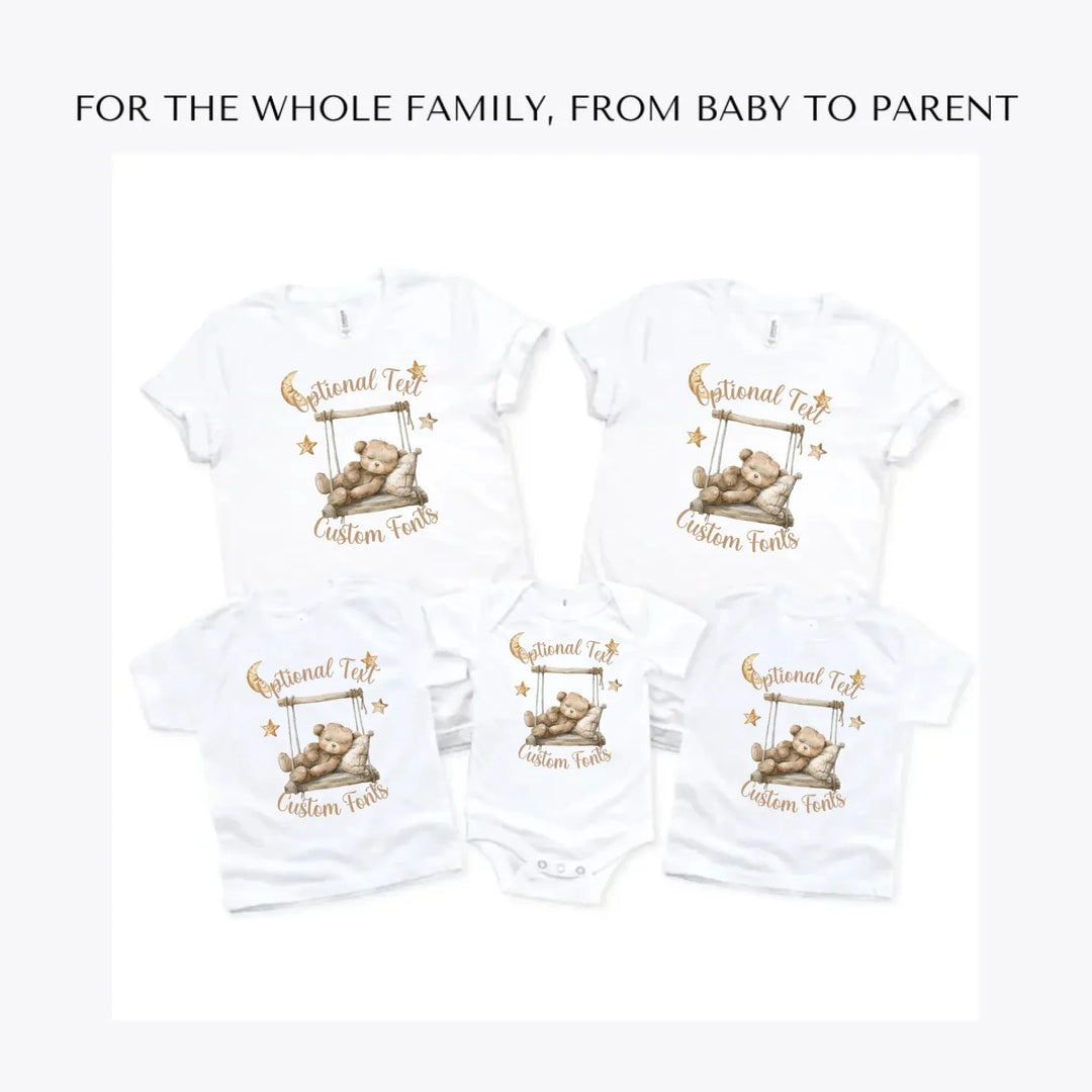 Brown-Teddy-Bear-on-Swing-custom-t-shirts-adult-youth-toddler-baby-sizes-artfulane