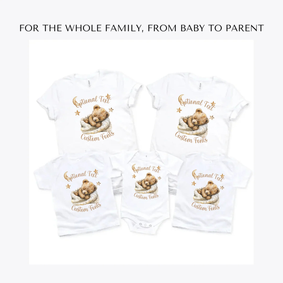 Brown-Teddy-Bear-Sleeping-on-Blanket-custom-t-shirts-adult-youth-toddler-baby-sizes-artfulane