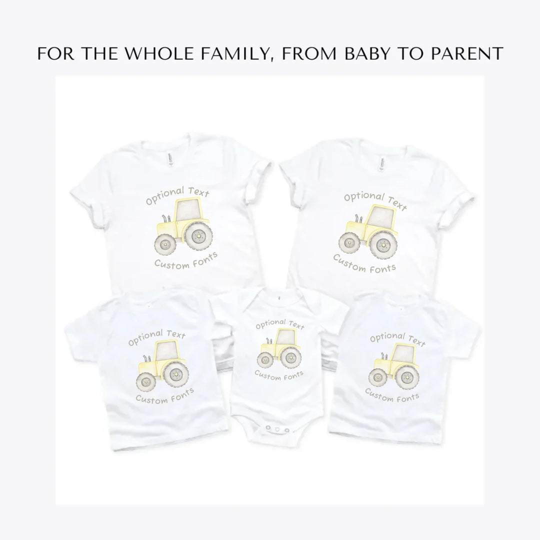Watercolor-Yellow-Construction-Trucks-custom-t-shirts-adult-youth-toddler-baby-sizes-artfulane