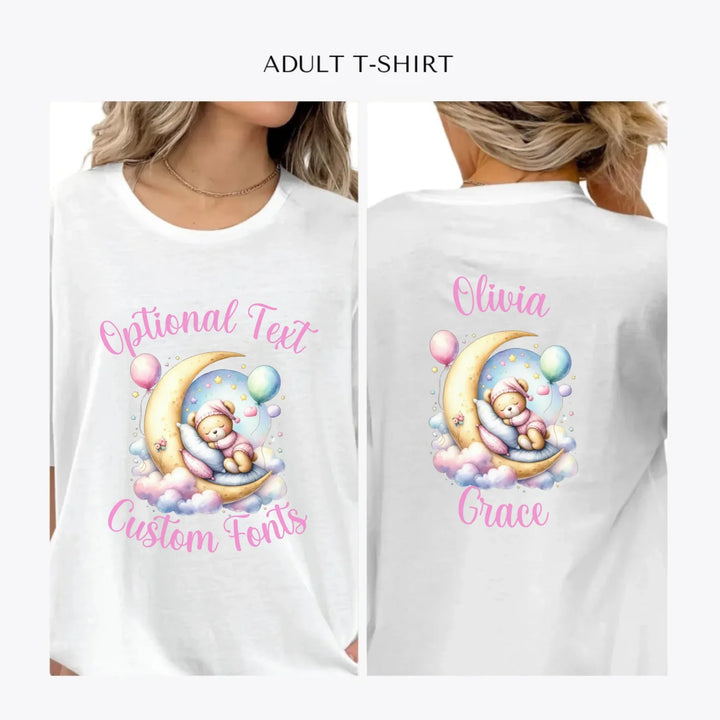 Watercolor-Teddy-Bear-Sleeping-personalized-women-unisex-adult-t-shirt-artfulane