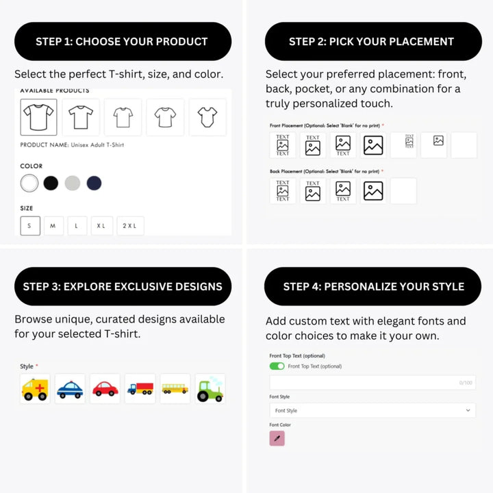 how-to-design-custom-Bright-Colored-Vehicles-t-shirt-personalization-options-artfulane