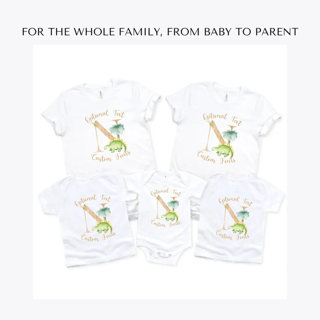 Watercolor-Dinosaur-Letter-custom-t-shirts-adult-youth-toddler-baby-sizes-artfulane