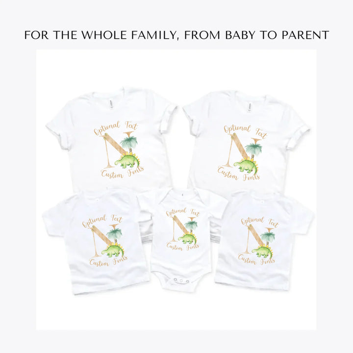 Watercolor-Dinosaur-Letter-custom-t-shirts-adult-youth-toddler-baby-sizes-artfulane