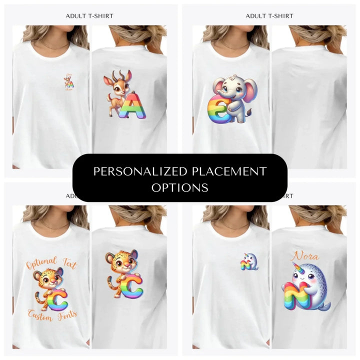 Animal-Rainbow-Letter-custom-adult-t-shirt-design-placement-front-back-pocket-artfulane