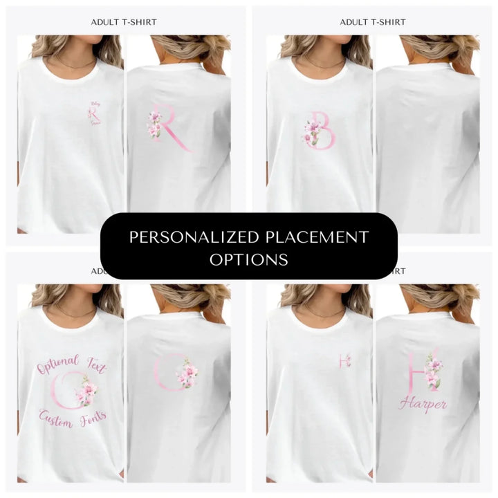 Pink-Lily-Initial-custom-adult-t-shirt-design-placement-front-back-pocket-artfulane