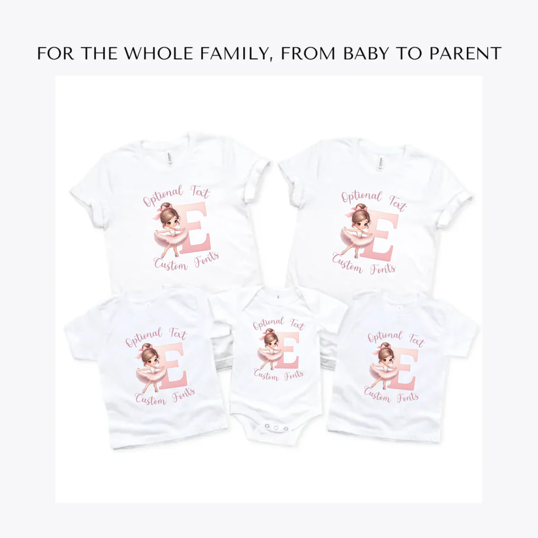 Ballerina-Pink-Initial-custom-t-shirts-adult-youth-toddler-baby-sizes-artfulane