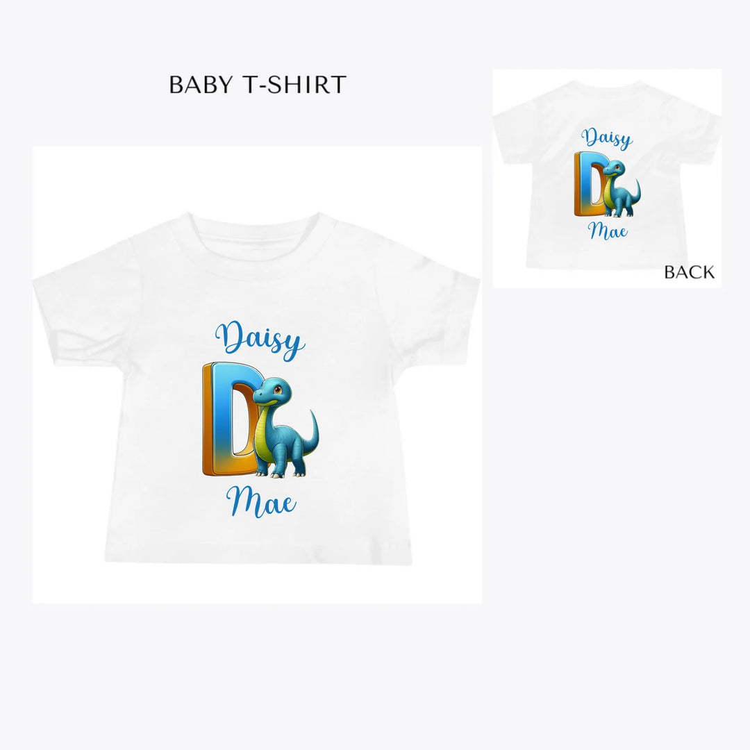 Bright-Dinosaur-Letter-Initial-custom-baby-t-shirt-artfulane