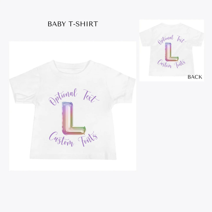 Foil-Balloon-Rainbow-Letter-custom-baby-t-shirt-artfulane