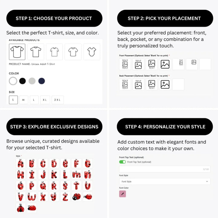 how-to-design-custom-Ladybug-Letter-t-shirt-personalization-options-artfulane
