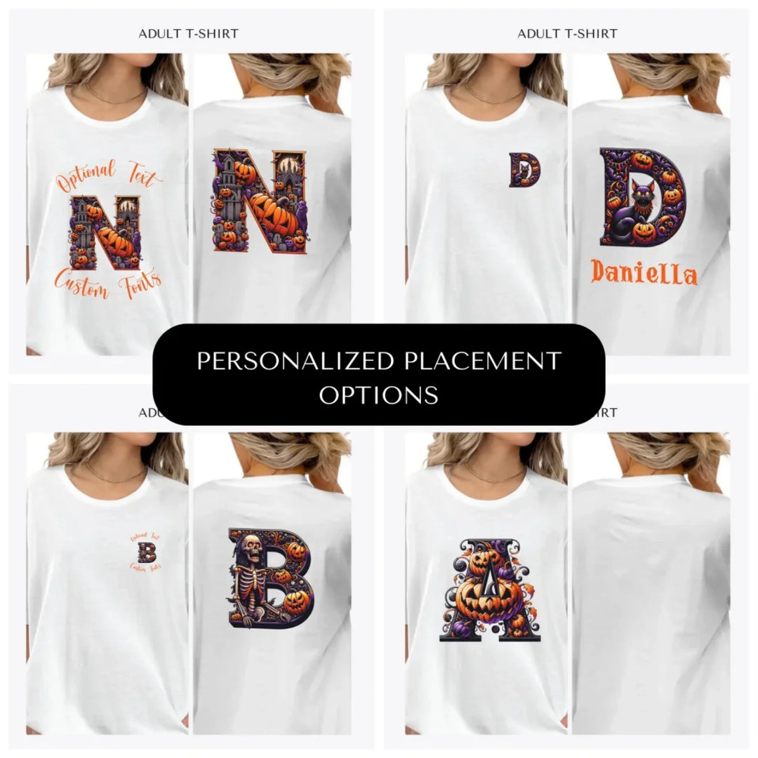 Halloween-Letter-Initial-custom-adult-t-shirt-design-placement-front-back-pocket-artfulane