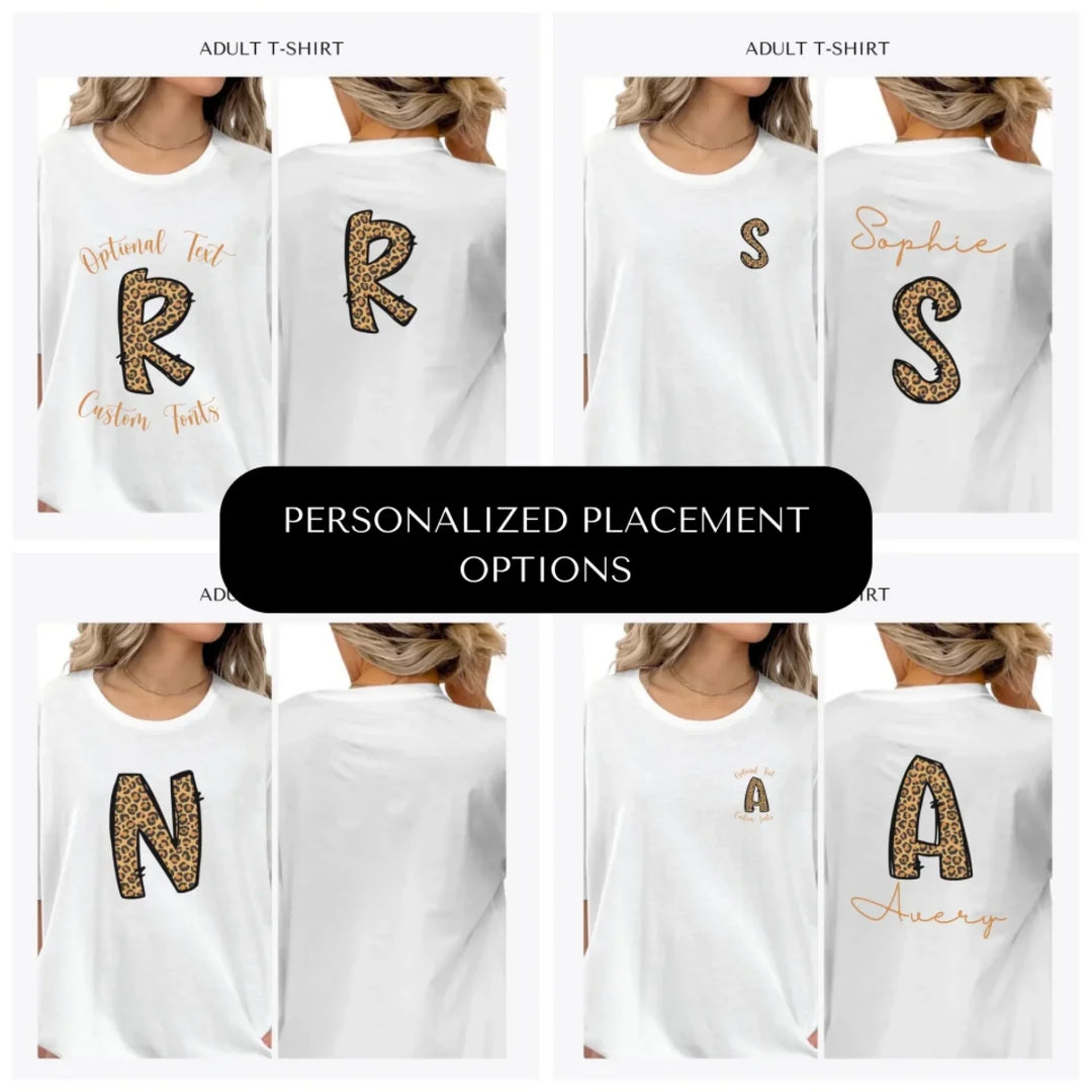 Cheetah-Pattern-Letter-Initial-custom-adult-t-shirt-design-placement-front-back-pocket-artfulane