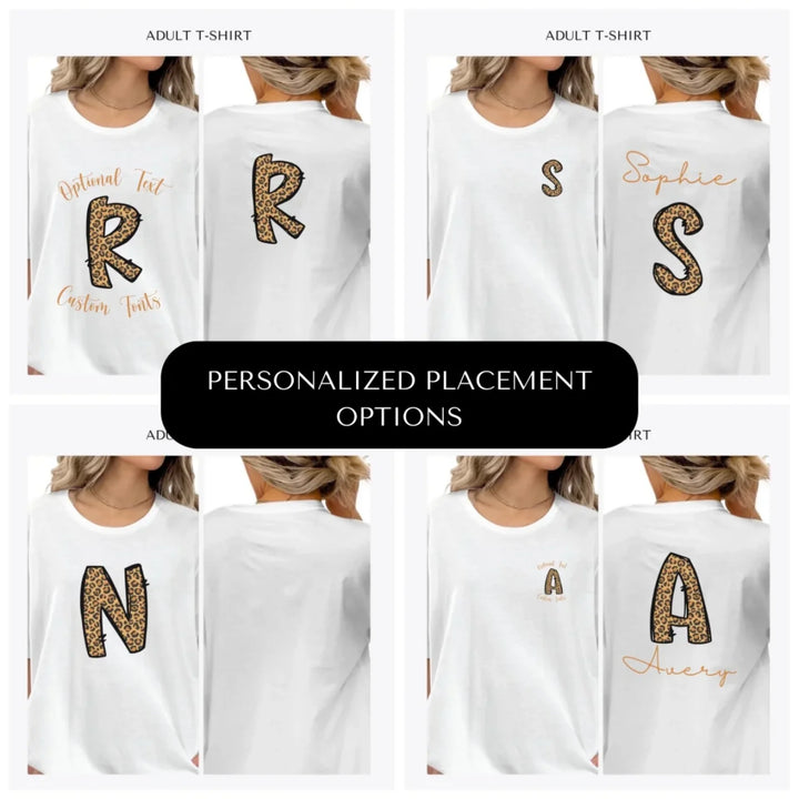 Cheetah-Pattern-Letter-Initial-custom-adult-t-shirt-design-placement-front-back-pocket-artfulane
