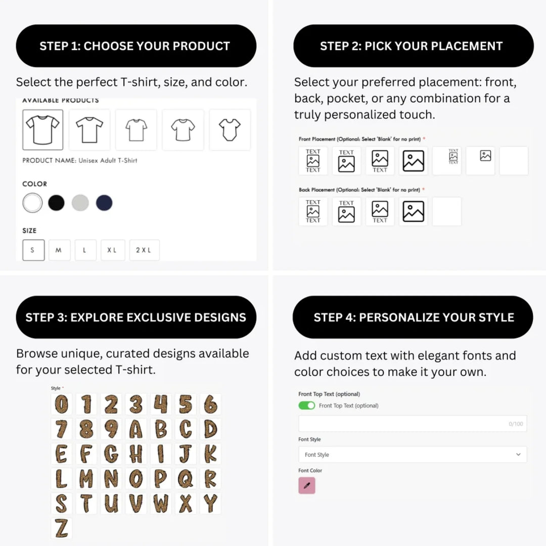 how-to-design-custom-Cheetah-Pattern-Letter-Initial-t-shirt-personalization-options-artfulane