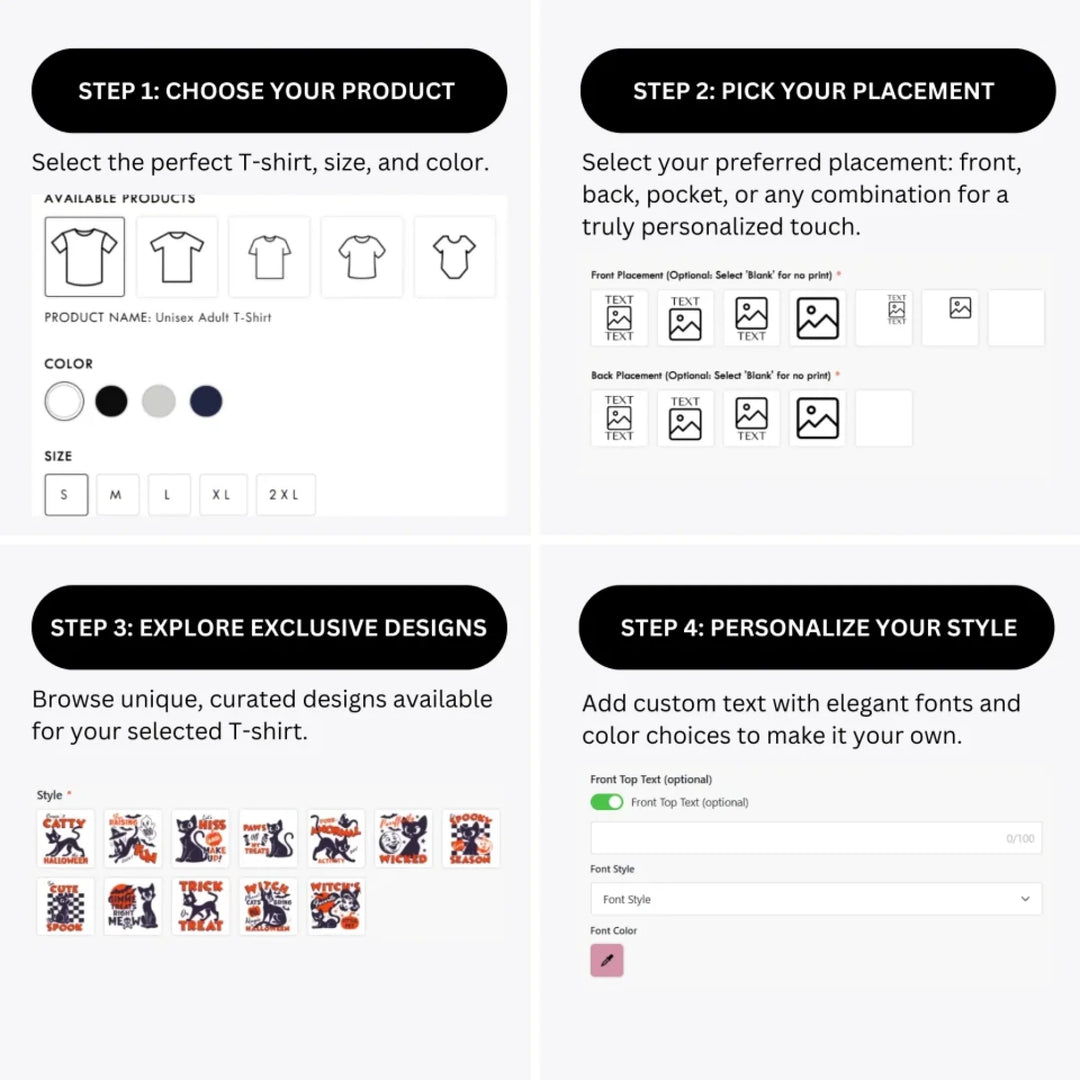 how-to-design-custom-Halloween-Black-Cat-t-shirt-personalization-options-artfulane
