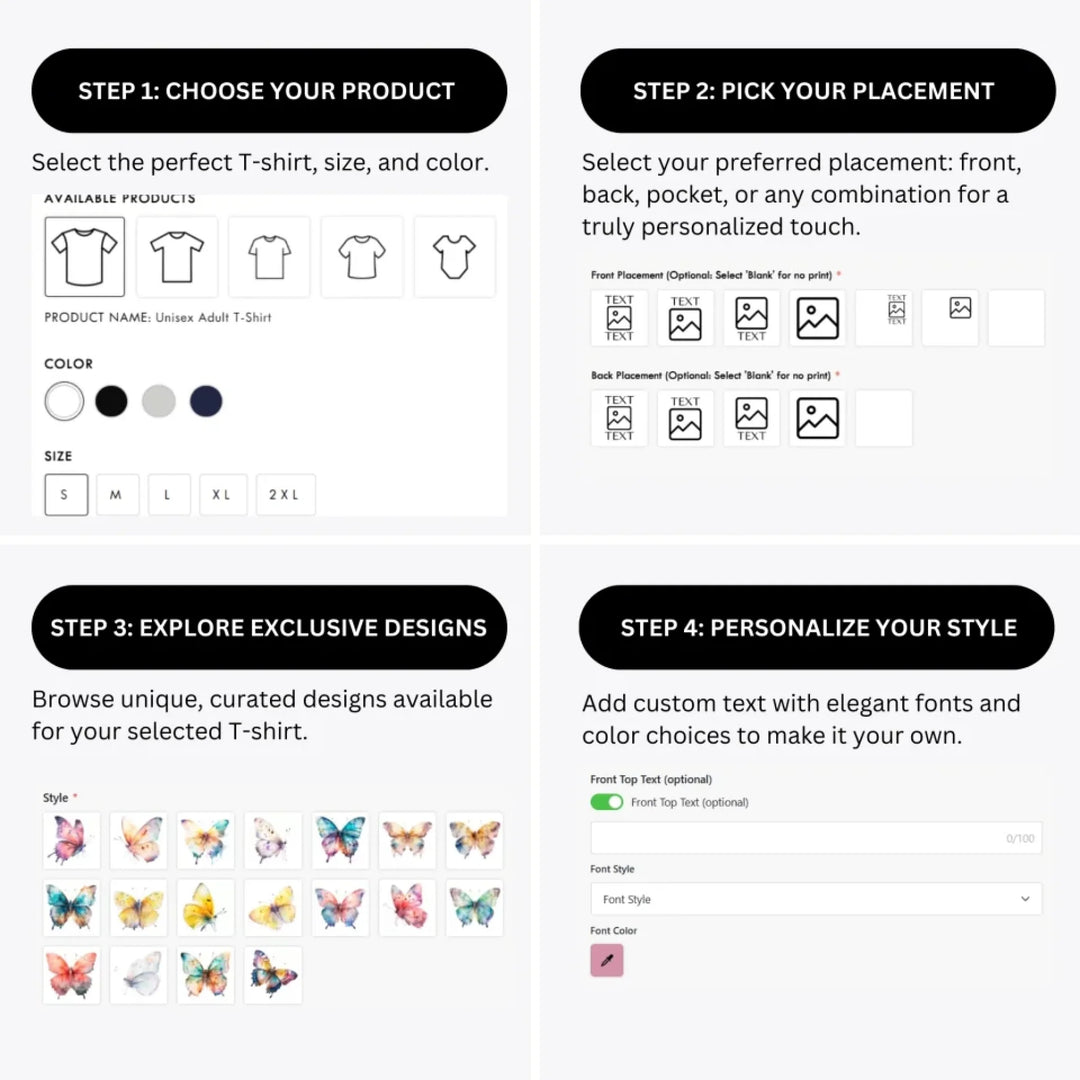 how-to-design-custom-Beautiful-Watercolor-Butterflies-t-shirt-personalization-options-artfulane