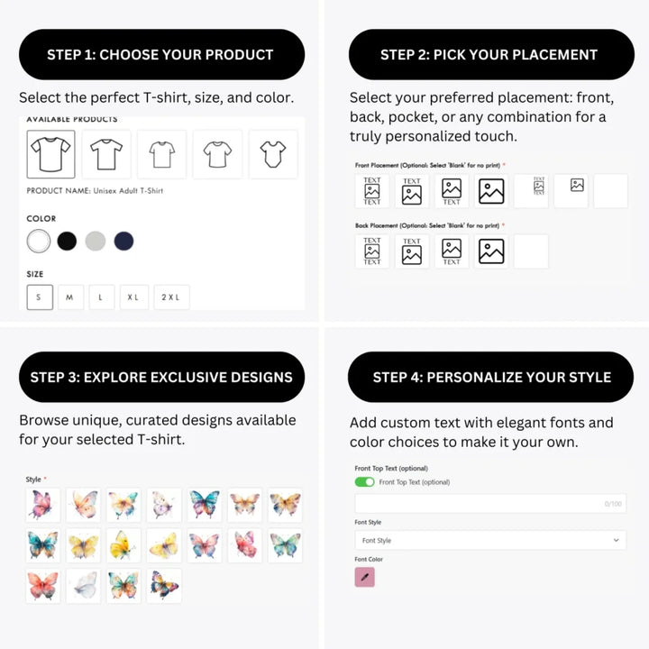 how-to-design-custom-Beautiful-Watercolor-Butterflies-t-shirt-personalization-options-artfulane