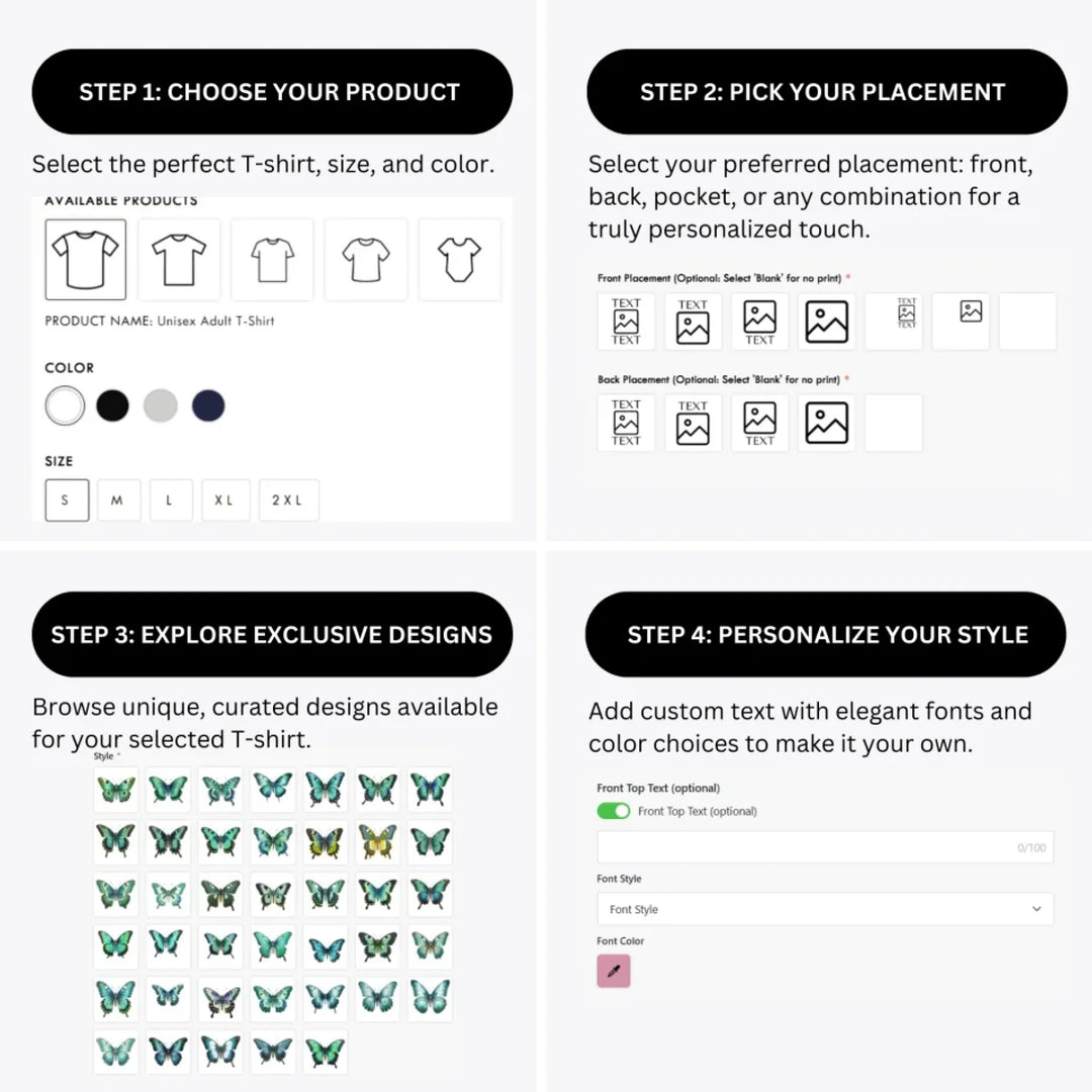 how-to-design-custom-Vintage-Green-Butterflies-t-shirt-personalization-options-artfulane