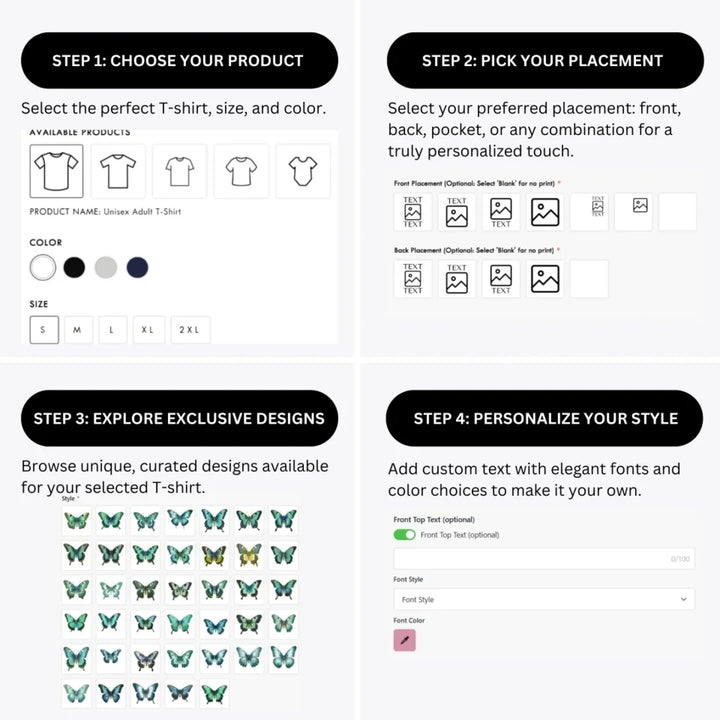 how-to-design-custom-Vintage-Green-Butterflies-t-shirt-personalization-options-artfulane
